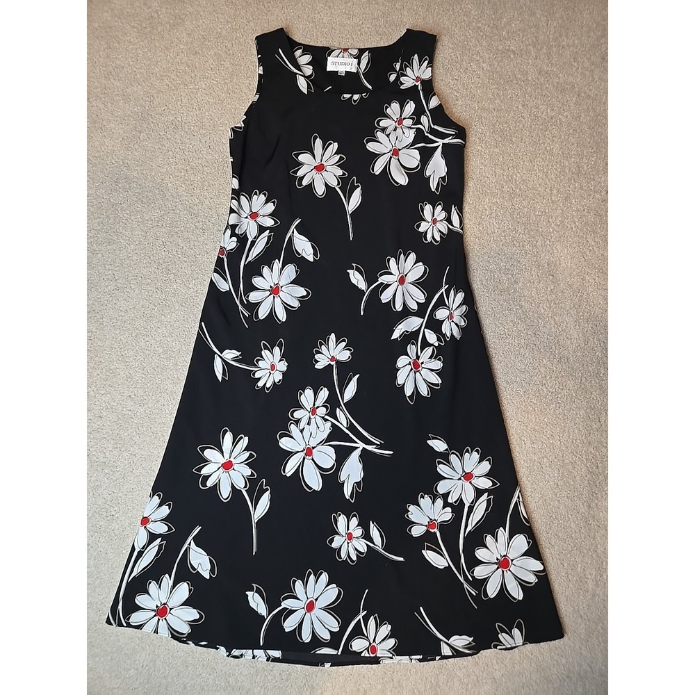 Studio 1 Floral Chiffon Y2K Midi Sleeveless Dress‎ Sz 10 Summer Fairy Friends
